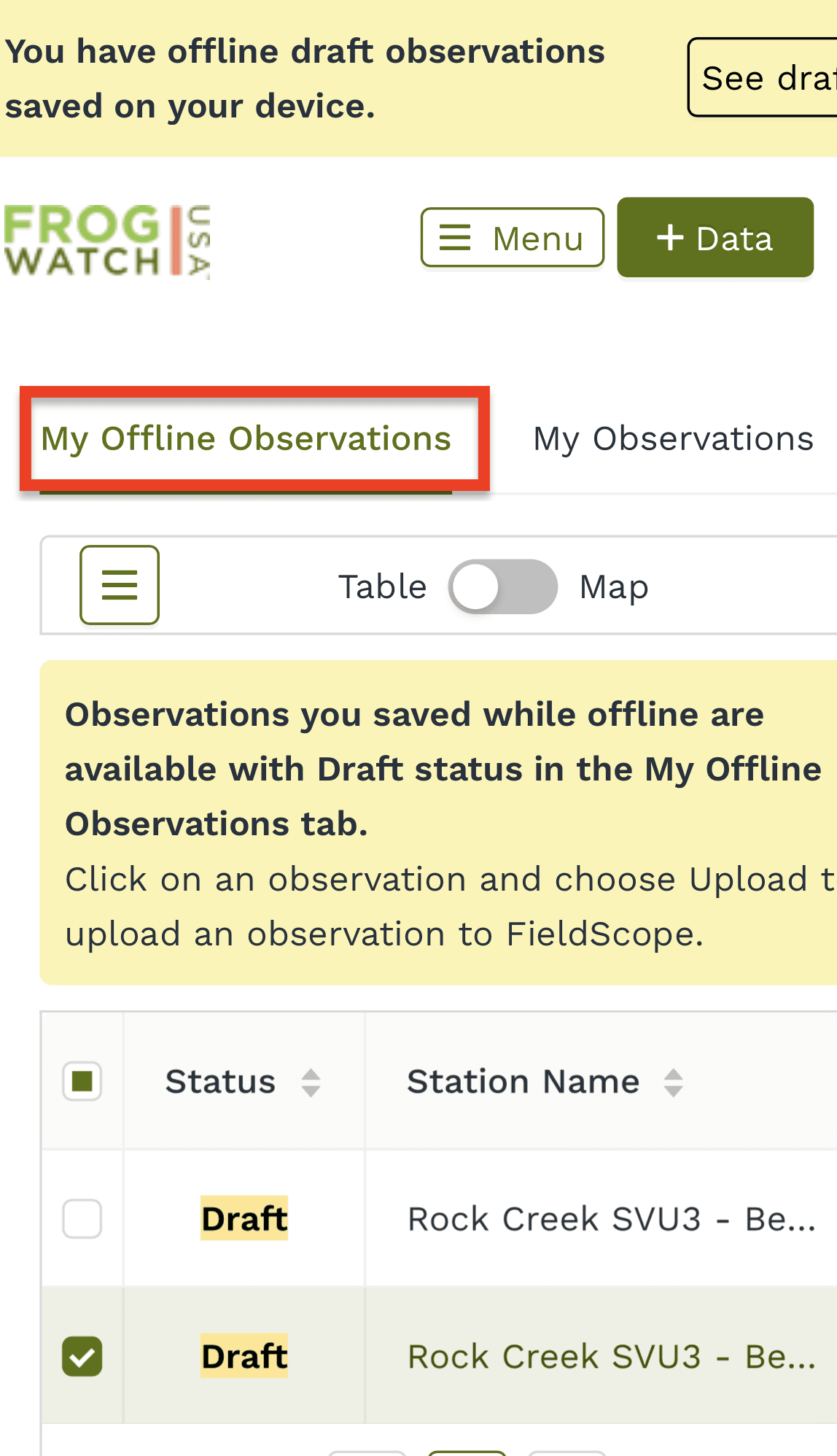 Image from Adding Data in Offline Mode